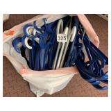 ASSORTED PLASTIC CLOTHES HANGERS, BLUE AND WHITE,