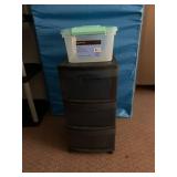 STERILITE 3-DRAWER ROLLING CART, BLACK PLASTIC,