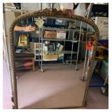 VTG ARCHED WALL MIRROR, GILT FINISH, ORNATE