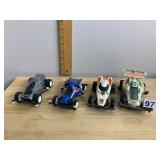 BANDAI AND HASBRO MINI 4WD RACING CARS, PLASTIC