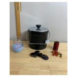 BLACK FAUX-CROCODILE ICE BUCKET, RETIRED-THEMED