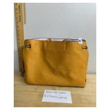 MUSTARD YELLOW PERFORATED LEATHER, DRAWSTRING