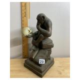 DARWIN CHIMPANZEE STATUE, BRONZE-TONE FINISH,