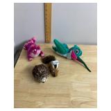 PLUSH TOYS, CHESHIRE CAT, HUMMINGBIRD, HEDGEHOG,
