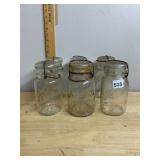 BALL AND ATLAS MASON JARS, CLEAR GLASS, WIRE BAIL