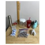 KITCHENAID HAND MIXER, STAINLESS THERMOS, GLASS