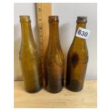 VTG AMBER GLASS BOTTLES, PITTSBURGH BREWING CO,