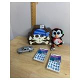 CERAMIC PIRATE SKULL COIN BANK, TY BEANIE BOO