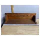 WOOD WALL SHELF, CARVED FLORAL MOTIF, SCALLOPED