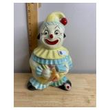 VTG CERAMIC CLOWN COOKIE JAR, HAND-PAINTED,