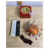 VTG CHINESE CALLIGRAPHY INK STICK, DECORATIVE PIN