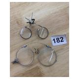 VTG METAL EYEWEAR, INCLUDES PINCENEZ GLASSES W/