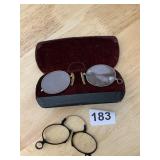 VTG BUFFALO OPTICAL CO. PINCENEZ EYEGLASSES W/