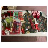 CHRISTMAS DECORATIONS, INCLUDES MINI STOCKINGS,