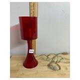 RED GLASS CYLINDER TABLE LAMP, MODERN DESIGN,