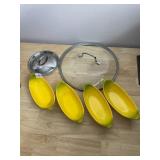 BANANA-SHAPED CERAMIC SERVING DISHES, YELLOW