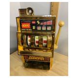 GOLDEN JACKPOT SLOT MACHINE BANK, PLASTIC