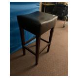 BAR STOOL, DARK BROWN FAUX LEATHER UPHOLSTERED