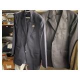 TWO MENS BLAZERS, SIZE 40R, NAVY AND BLACK,