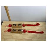 PR CHINESE BAMBOO WALL HANGINGS, RED TASSELS,