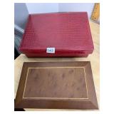 LANCOME TRESOR JEWELRY BOX, FAUX CROCODILE RED