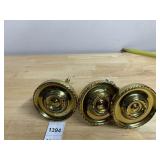 BRASS CURTAIN TIE-BACKS, ROUND ROPE-EDGE MOTIF,