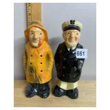 VTG CERAMIC FIGURAL COIN BANKS, CAPTAIN AND