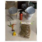 METAL FLOWER MARKET BUCKET, METAL BUCKET W/ ROPE