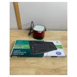 LOGITECH K120 KEYBOARD, HOLIDAY DJ SPEAKER UNIT.