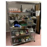 CONTENTS OF CART, ASSORTED GLASSWARE, STAINLESS