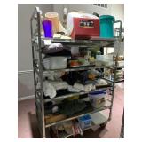 CONTENTS OF CART, LAMPS, TEXTILES, KITCHENWARE,
