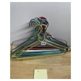 ASSORTED METAL CLOTHES HANGERS, MULTICOLORED