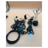 ASSORTED ELECTRONIC CABLES, POWER ADAPTERS, AND