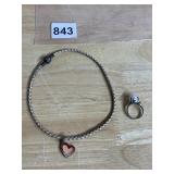 PANDORA LEATHER BRAIDED BRACELET W/ LOVED HEART