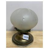 VTG LIGHT FIXTURE, BRASS BASE, FROSTED GLASS