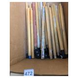 ASSORTED WOODEN EXTENSION POLES, THREADED ENDS,