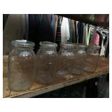 ATLAS AND BALL MASON JARS, CLEAR GLASS, WIRE BAIL