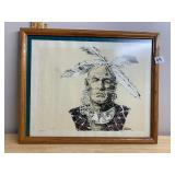 VTG NATIVE AMERICAN PORTRAIT PRINT, SIGNED