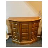 WOOD CONSOLE CABINET, SEMI-CIRCULAR FORM, THREE