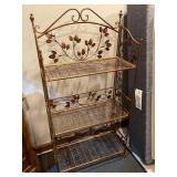 METAL FOLDING ETAGERE, BRONZE FINISH, LEAF MOTIF,