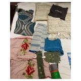 ASSORTED TEXTILES, EMBROIDERED ROSE THROW, FLEECE