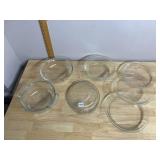 PYREX CLEAR GLASS CASSEROLE DISHES, PIE PLATES,