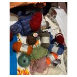 ASSORTED YARN SKEINS, VARIOUS COLORS, TEXTURES,