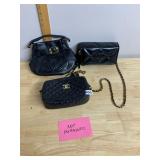 HANDBAGS, THREE PIECES, QUILTED