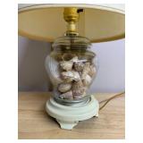TABLE LAMP, GLASS JAR BASE FILLED W/ ASSORTED