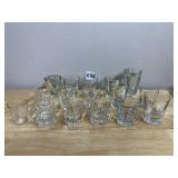 ASSORTED CLEAR GLASS SHOT GLASSES, VARIOUS