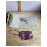 COACH SIGNATURE WRISTLET, PURPLE LEATHER TRIM,