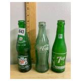 VTG SODA BOTTLES, CANADA DRY, COCA-COLA, 7UP,