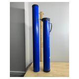 VTG PLASTIC BLUE STORAGE TUBES W/ CARRYING