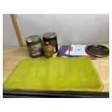 GOLDEN KERNEL NUT TINS, CERAMIC DECANTER, UP & UP